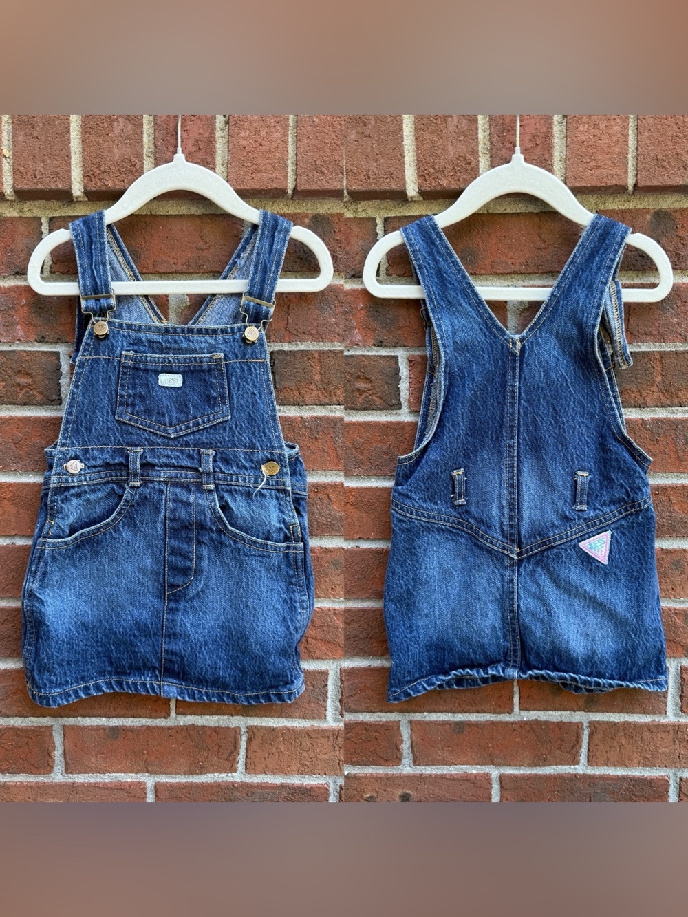 Vintage Guess 90s Denim Jean Skirtall Overalls Size 3T Made in USA